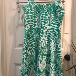 Citi Dress Green & White Floral Abstract Sundress